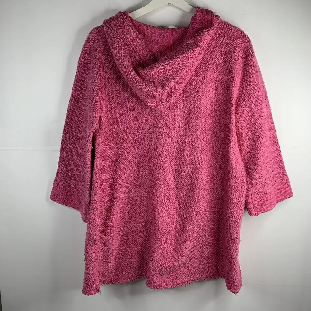 Soft Surroundings Sz L Pullover Hoodie Cozumel Henley Pink T Snap Terry Women’s - Image 10