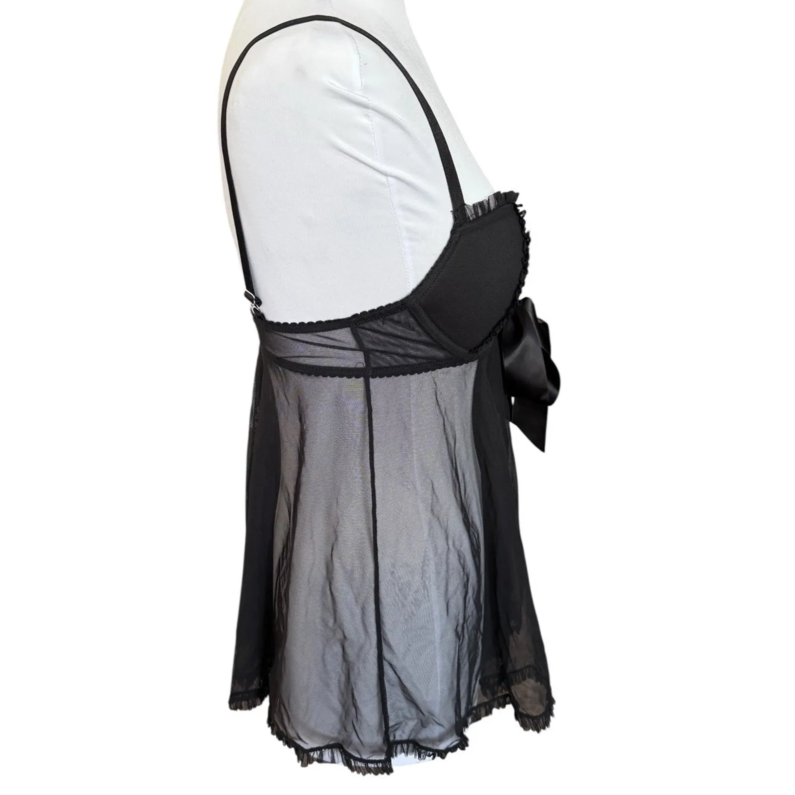 Victoria's Secret Sexy Little Things Babydoll Lingerie Bow Black Rhinestones 34D - Image 8