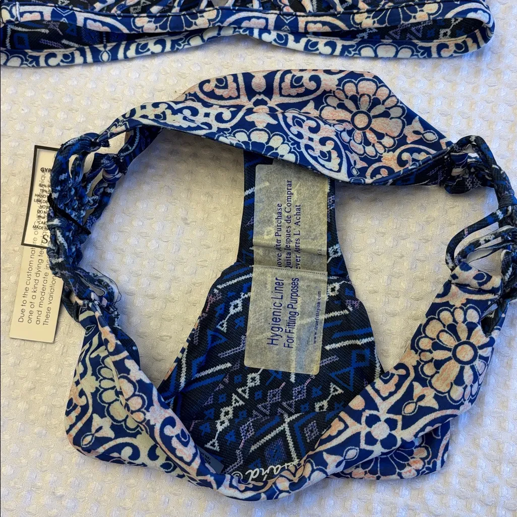 NEW! GYPSY 05 SAND Bikini Size S Small Racerback Top Cheeky Bottoms Blue Tile - Image 14