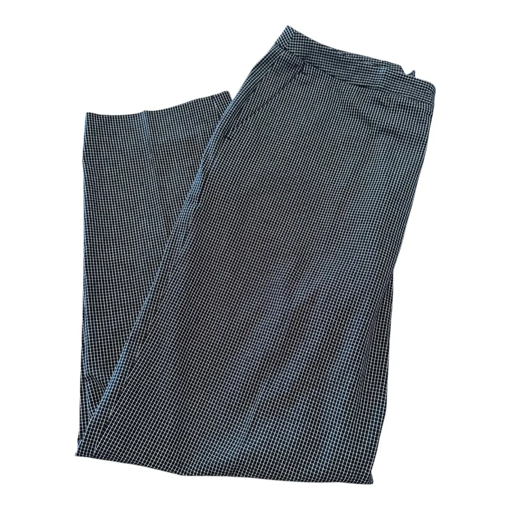 Kate Hill Casual Black Checkered Straight Leg Pants Size 10 Cotton - Image 4