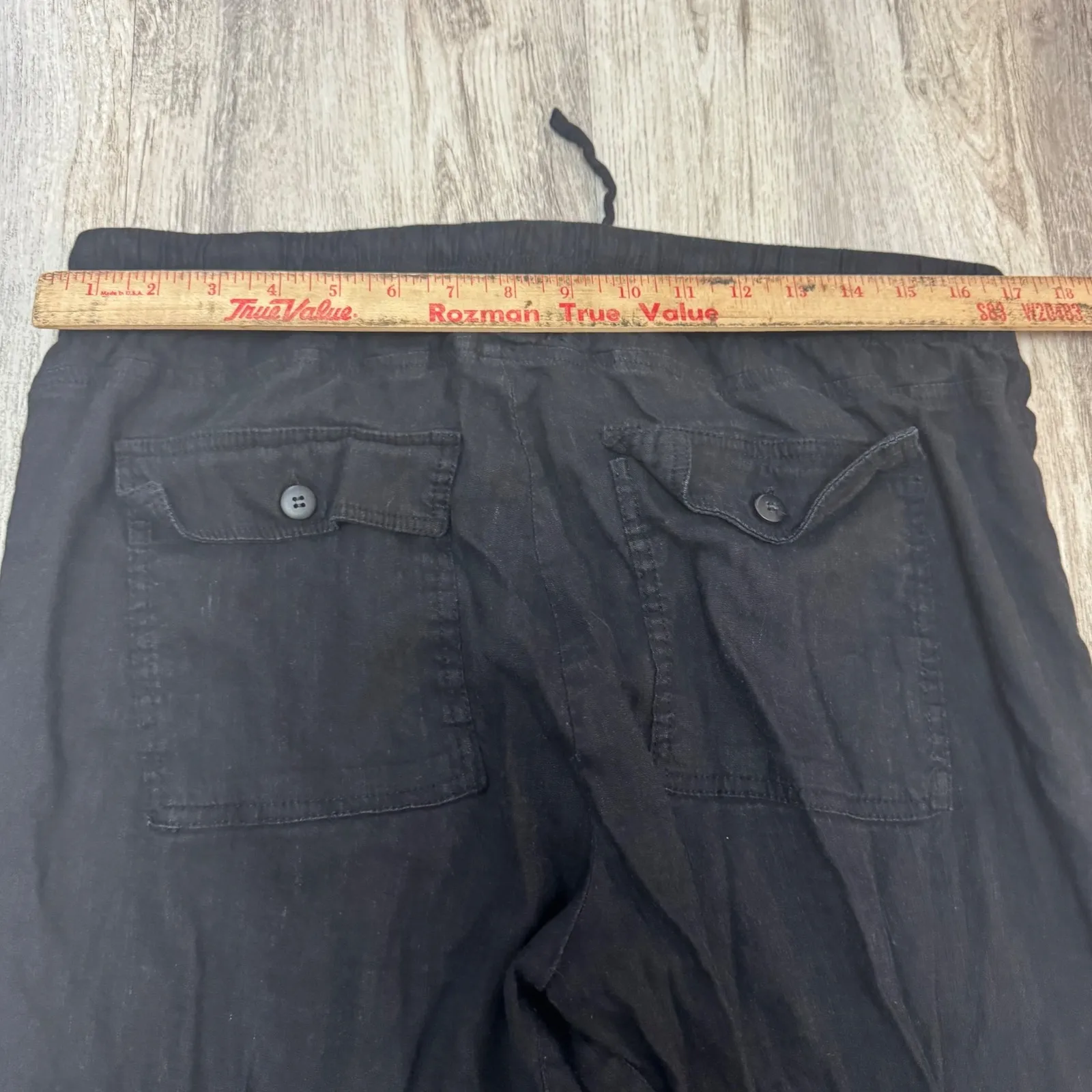 Kut‎ From The Kloth Drawcord Waist Crop Pants Black Linen Blend Size  XL - Image 8