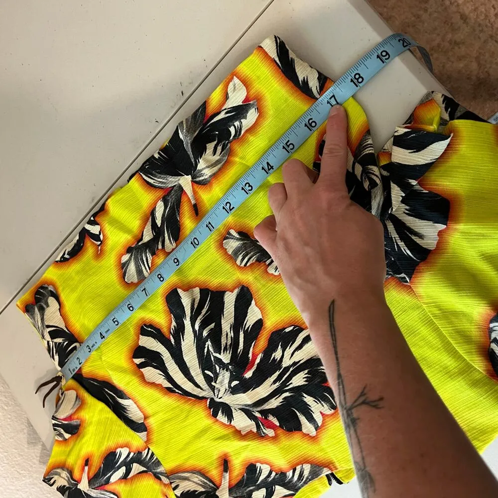 Jonathan Saunders 2014 Yellow Tulip Cropped Short Sleeve Zipper Back Top Size 6 - Image 10