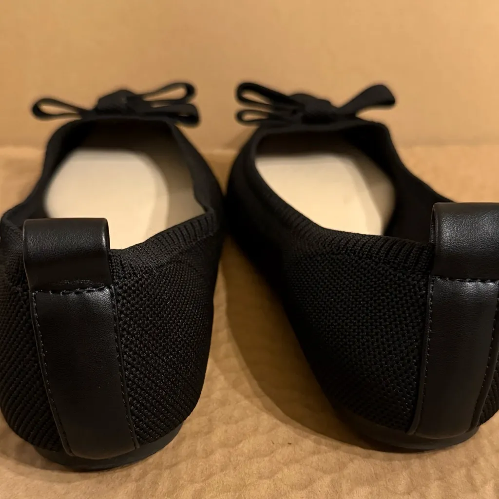 TAHARI Athens Black Bow Slip On Knit Ballerina Pointy Toe Classic Flats Size 9 - Image 11