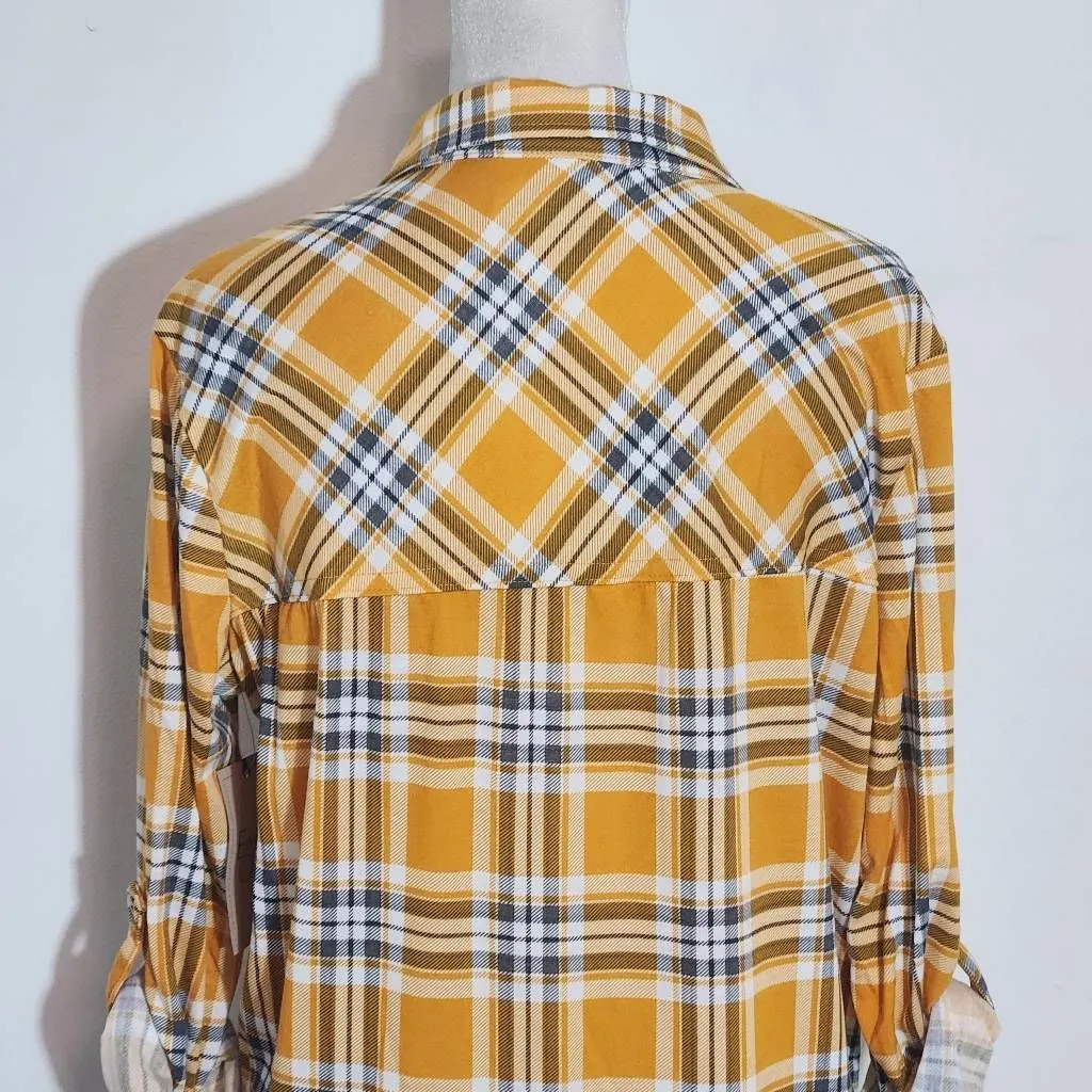 Eden & Olivia Yellow Plaid Button Down NWT Size Small Mustard Button Down Shirt - Image 6