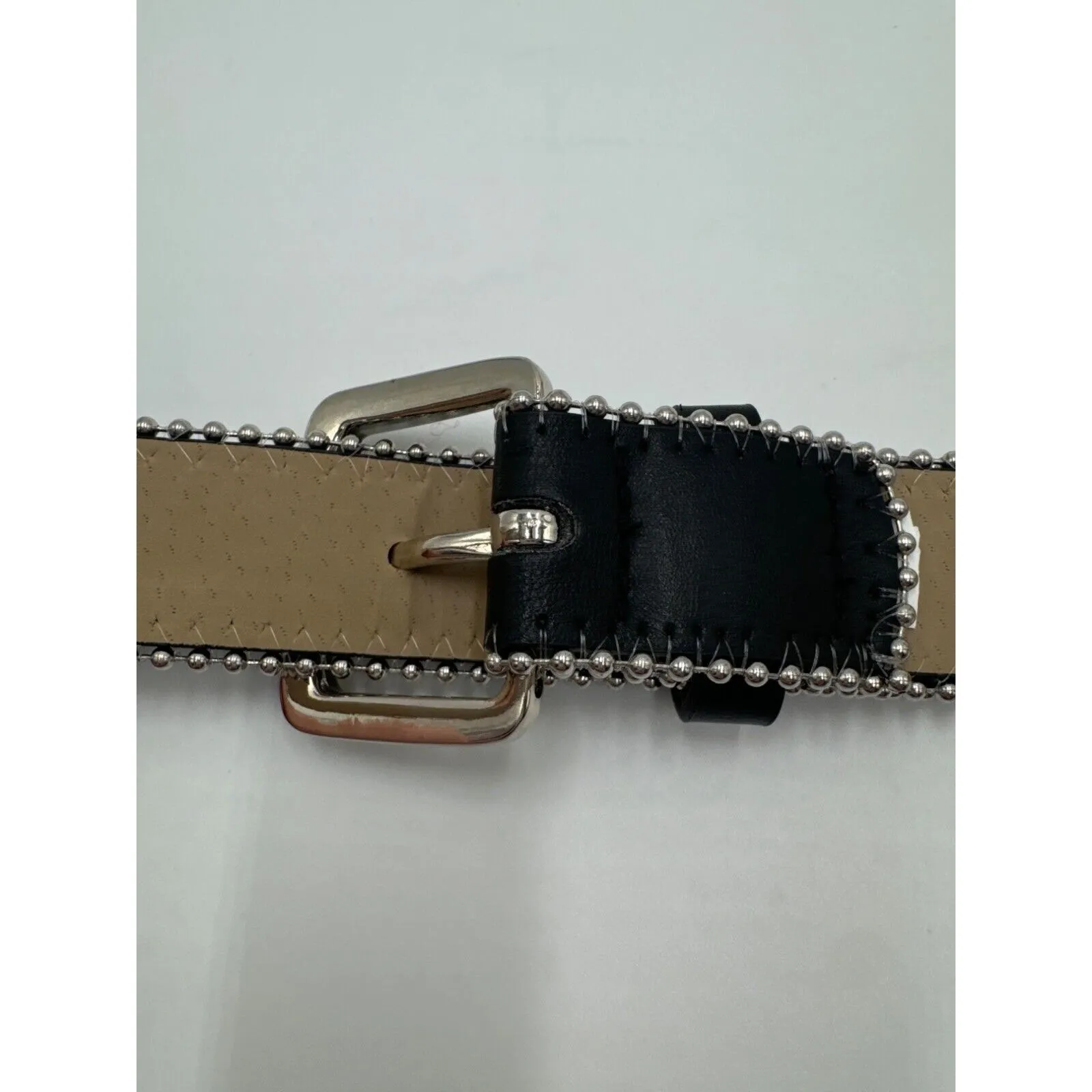 Steve Madden Belt Faux Leather Black With Silver Studs and Buckle - Image 5