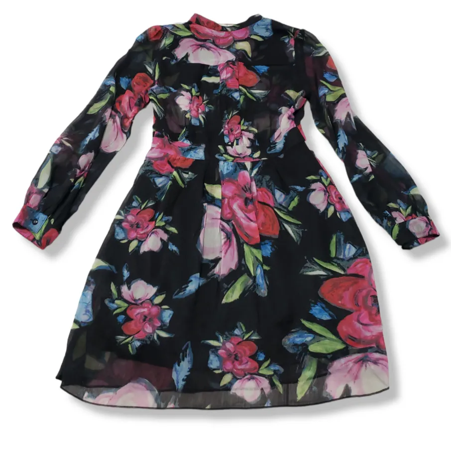 Just Ginger Dress Size Medium Long Sleeve Fit And Flare Dress Sheer Skirt Lined  - Image 2