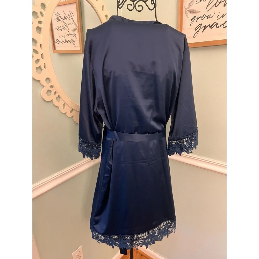 Le Rose Kimono Women's Nightwear Robes Dressing Gown Size S XS Blue NEW - Image 4