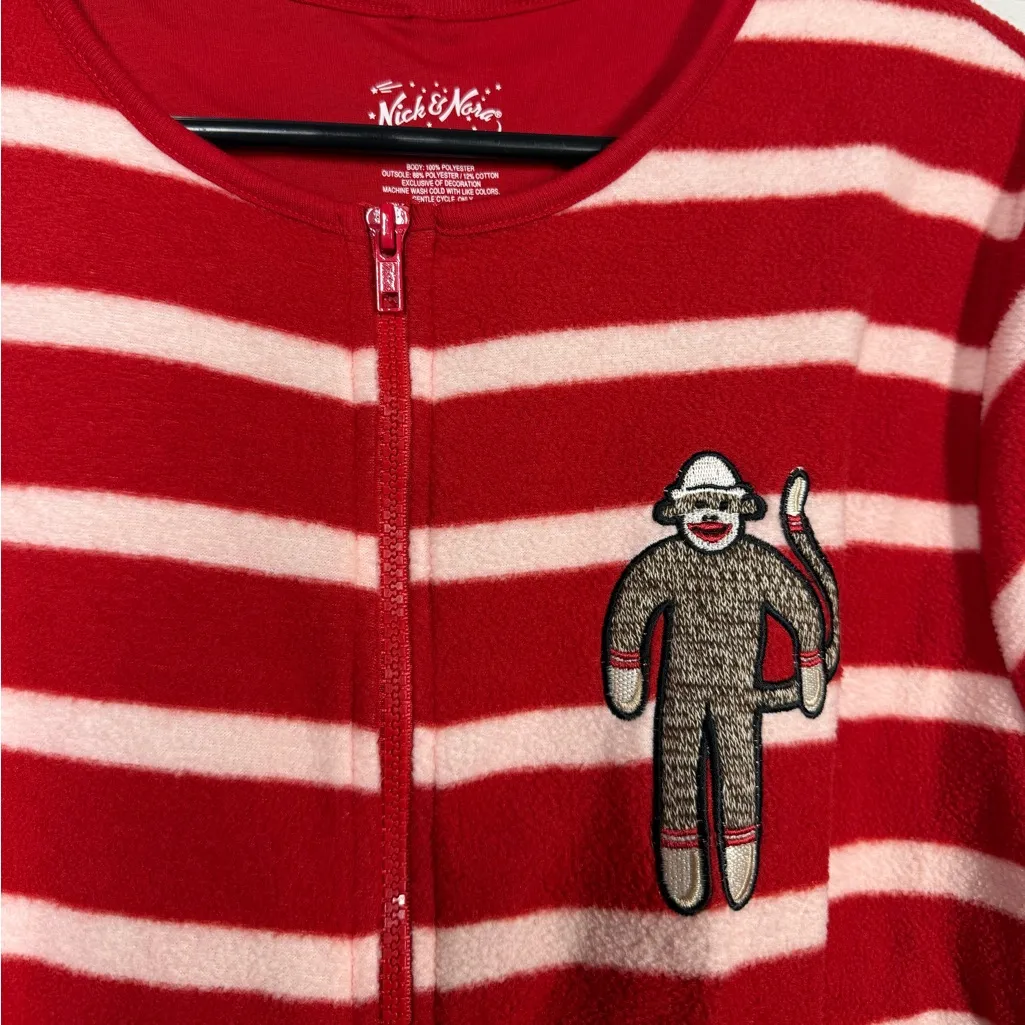 NWT Nick & Nora Footie Red Stripe Sock Monkey PJ - Image 5