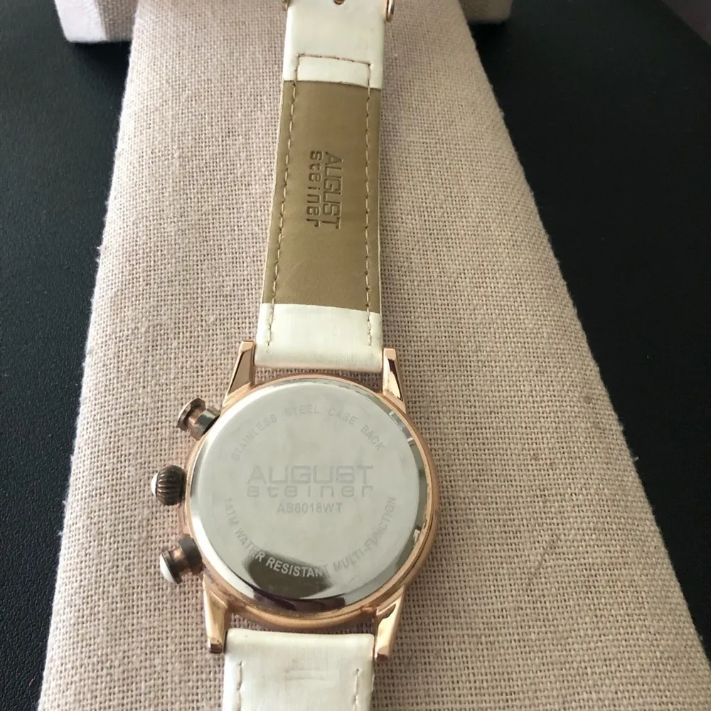 August Steiner AS8018WT Dazzling Leather Strap Watch needs batteries - Image 2