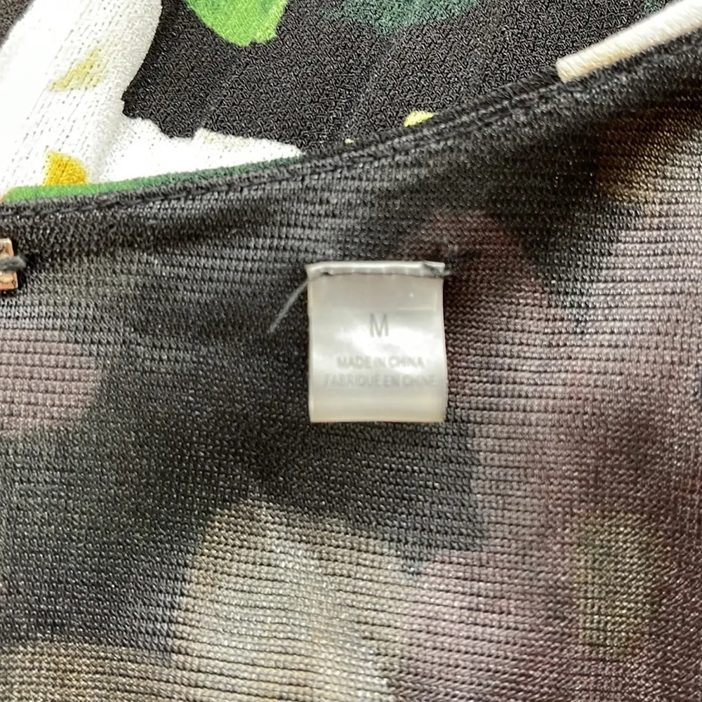 T Tahari Black Floral Print Sleeveless Pleated Belted Midi Dress Size Medium - Image 10