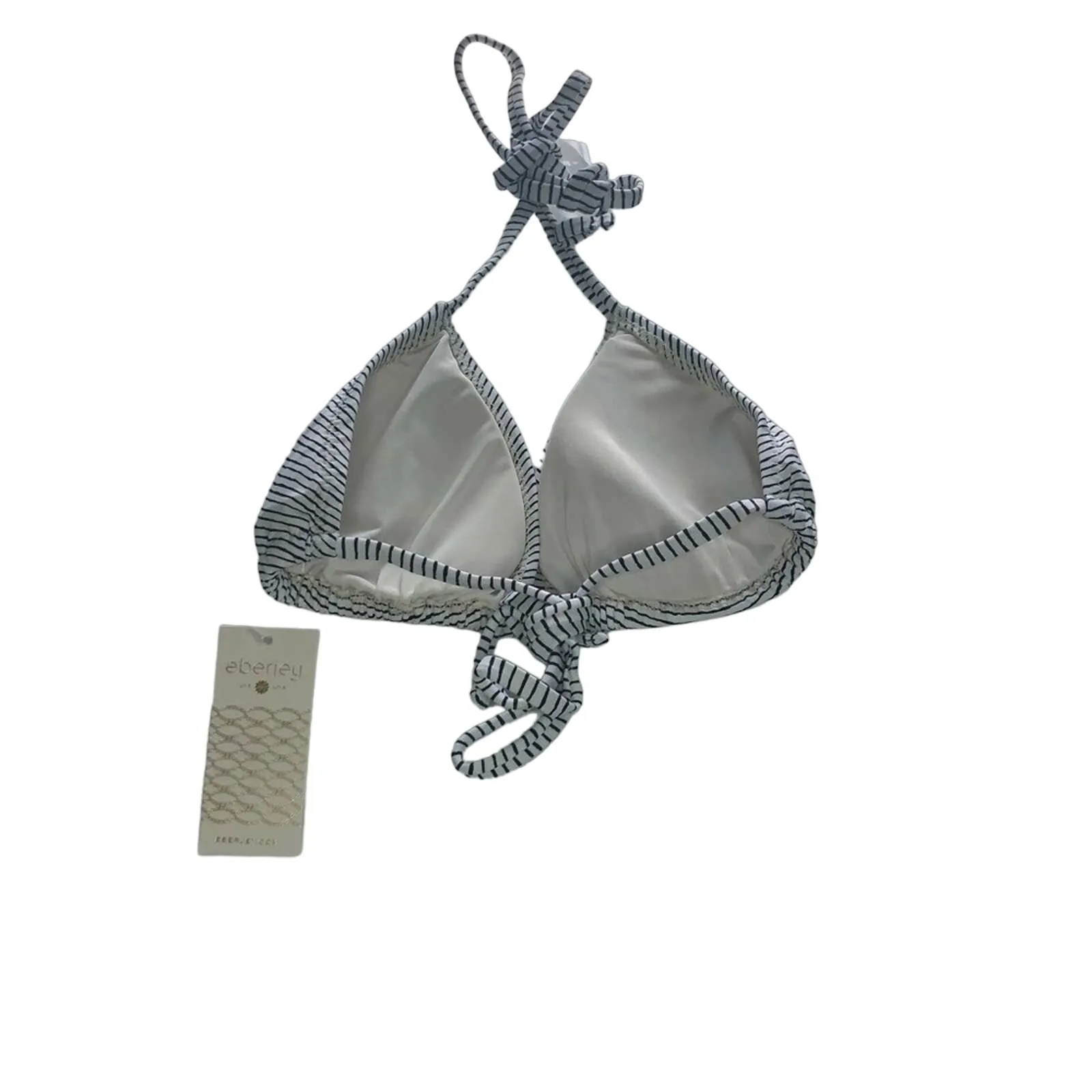 Eberjey Bikini Lines Gisele Blue Stripe Triangle Bikini Top NWT Small - Image 11