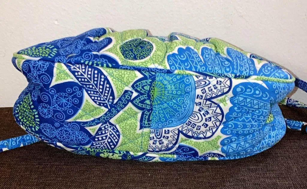 Vera Bradley Doodle Daisy Mini Quilted Crossbody Bag Purse Blue Green Floral - Image 6