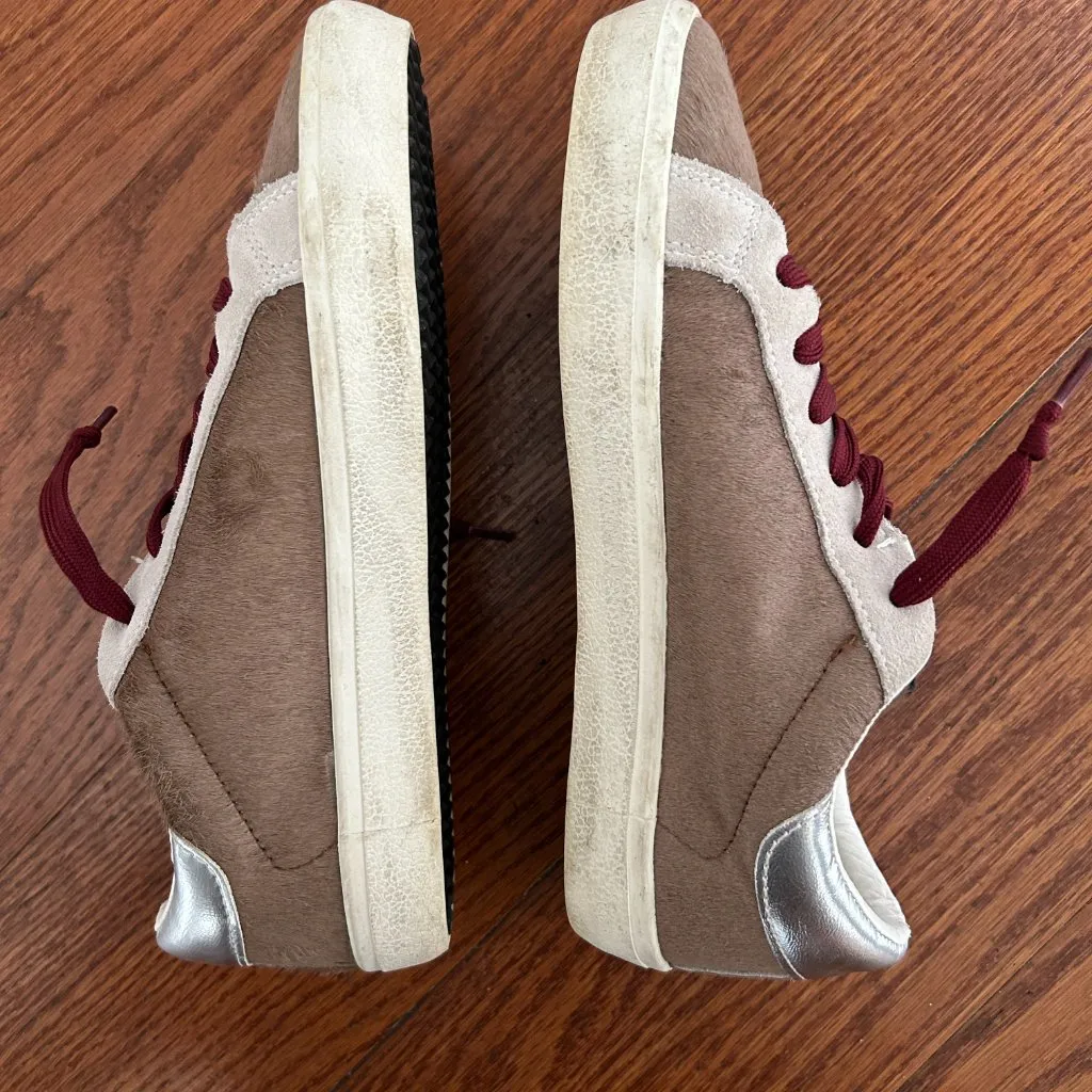 Steve Madden Philo Khaki Multi Silver Star Sneaker Size 9 Pony Hair Low Top - Image 5