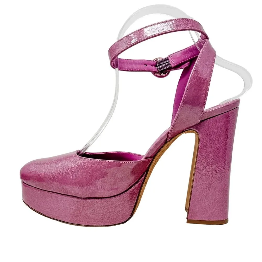 Alexandre Birman Vita 120 Platform Block Heel Ankle Strap Pumps Mauve Size 39.5 - Image 10