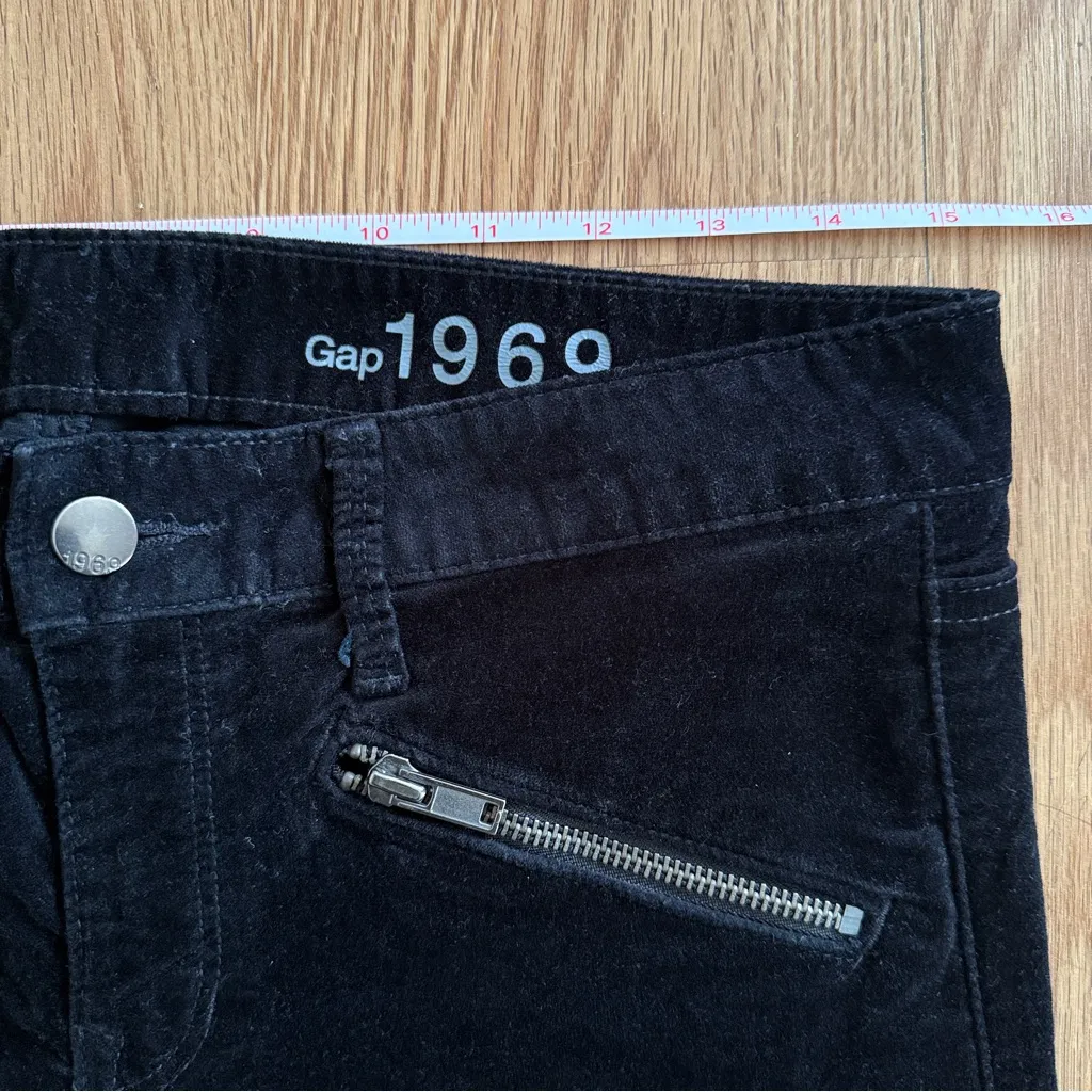 Gap 1969 Womens Always Skinny Velvet Pants Size 28R Black Zipper Accents - Image 6