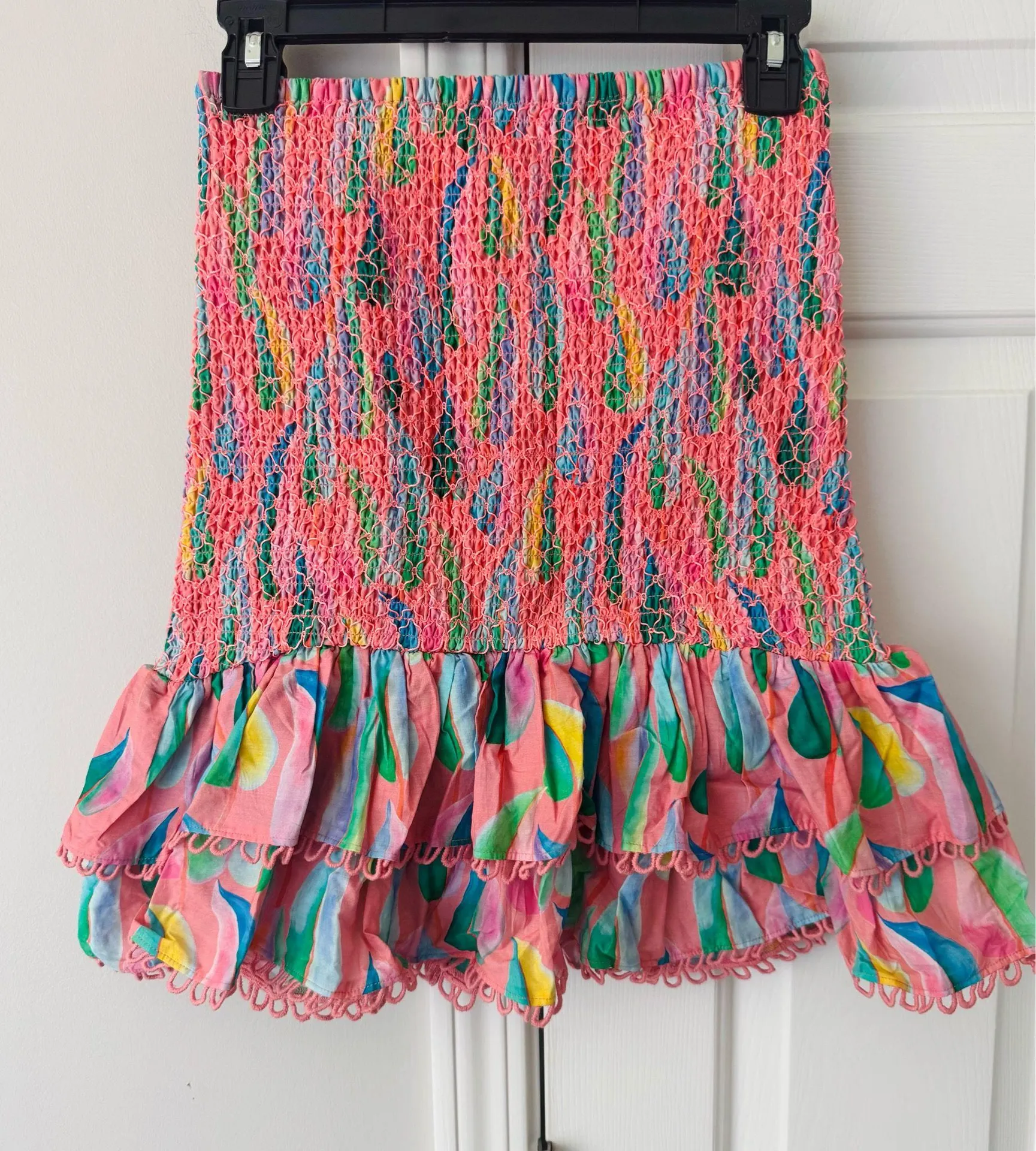 Farm Rio Printed Smocked Mini Skirt, Size XS - Image 4