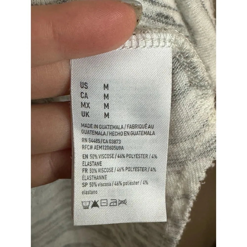 American Eagle Plush Soft Lace Up Long Sleeve Hooded Grey White Size M - Image 6