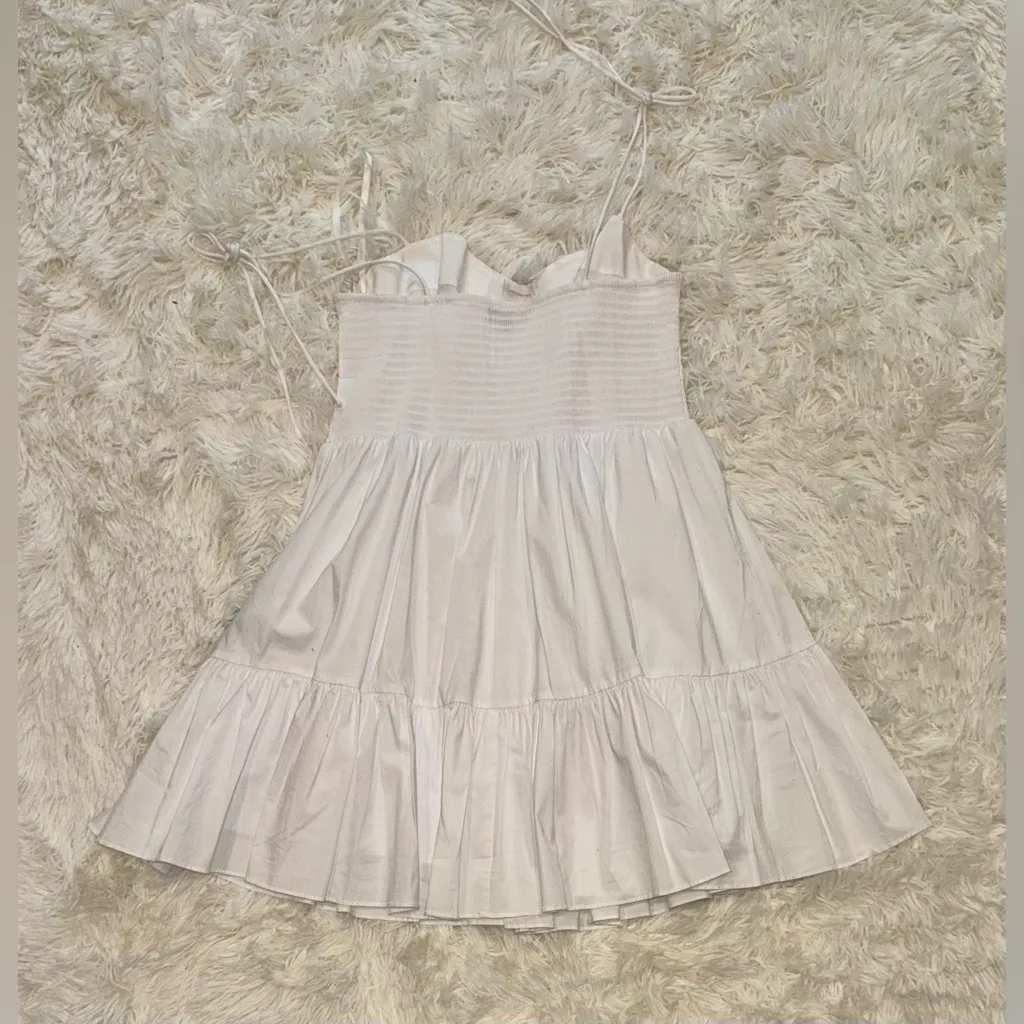 NEW STAUD  Landry Smocked Bustier white mini summer dress sz M - Image 5