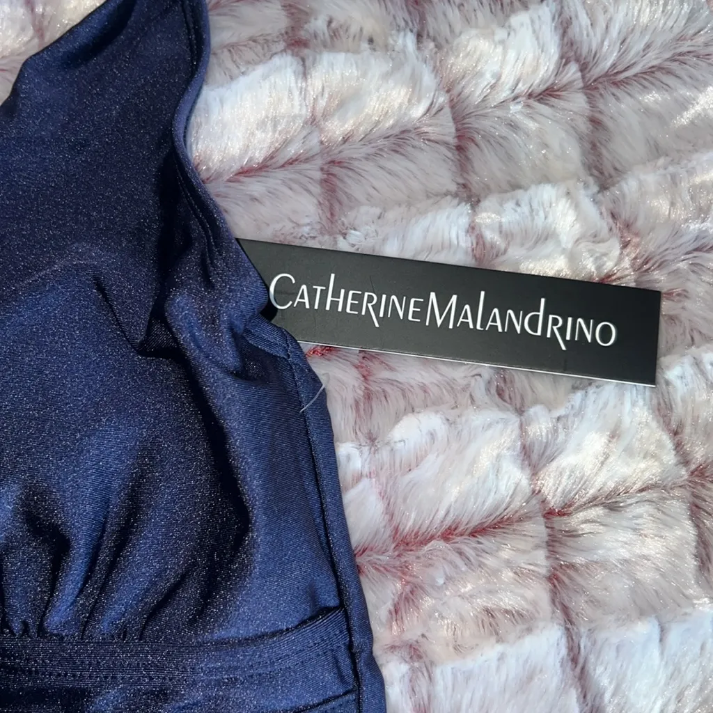 Catherine Malandrino Blue One Piece Swimsuit with Criss-Cross Straps - Image 2