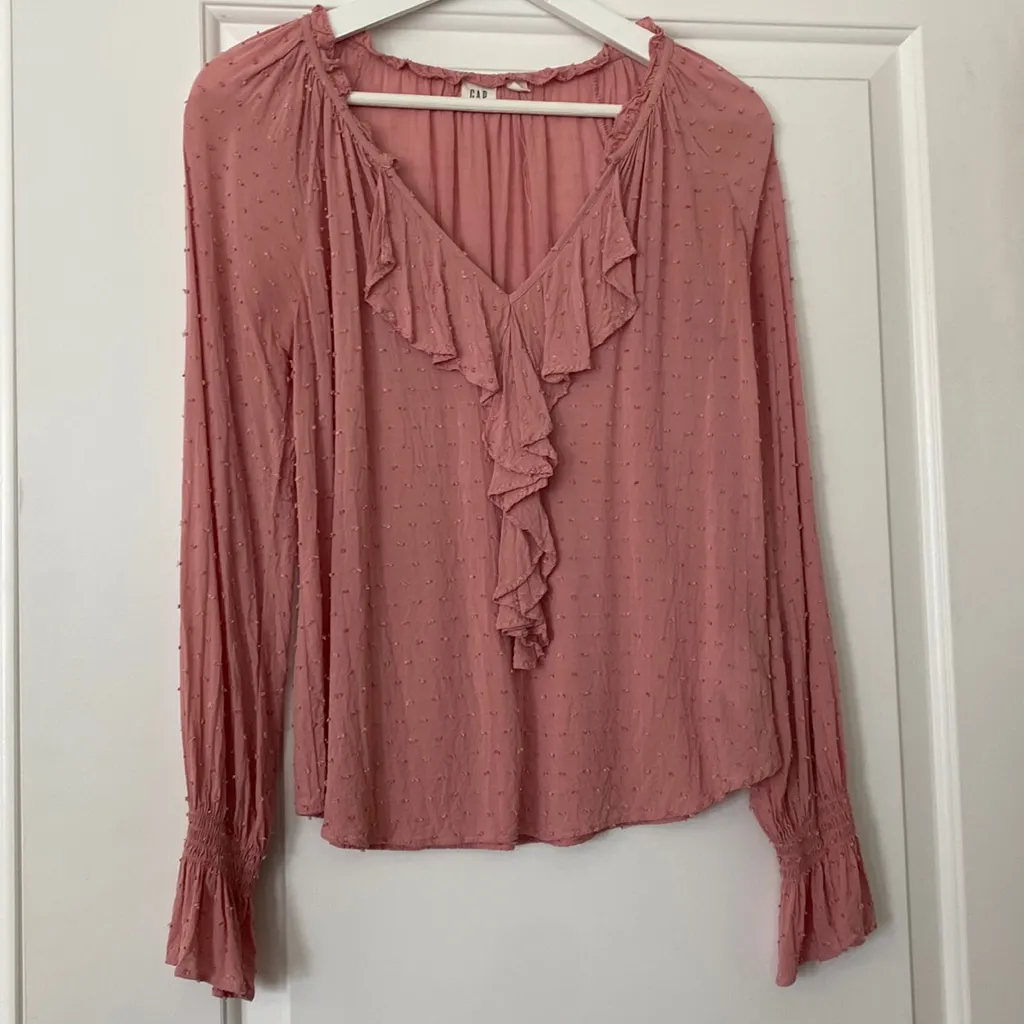 GAP Ruffle Blouse Blush Pink, XS - Image 4