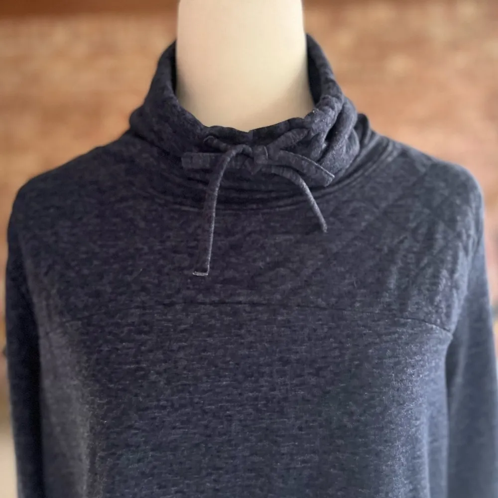 32 Degrees Sweatshirt Navy Blue Quilted Fleece M Cowl Neck Drawstring Casual - Image 2