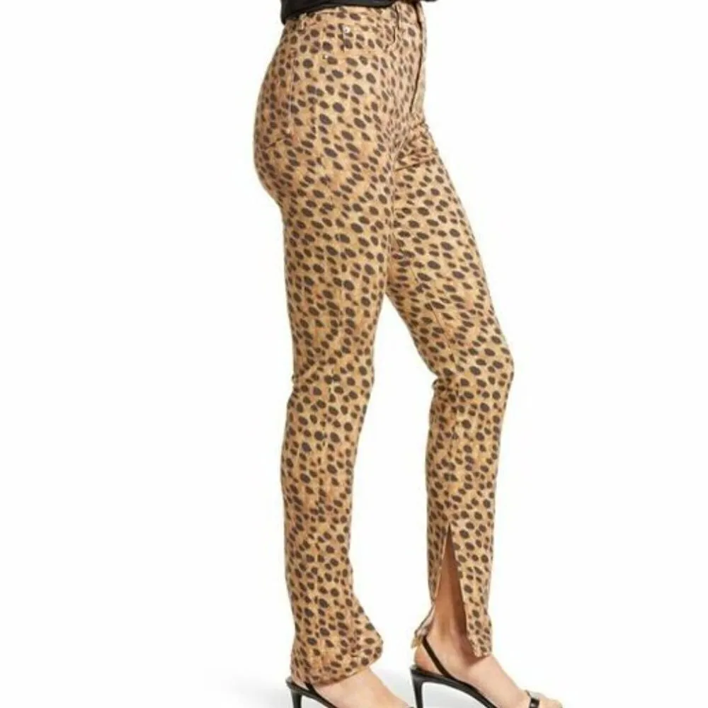 We Wore What Stiletto High Waist‎ Split Hem Leopard Skinny Jeans NWT - Image 3