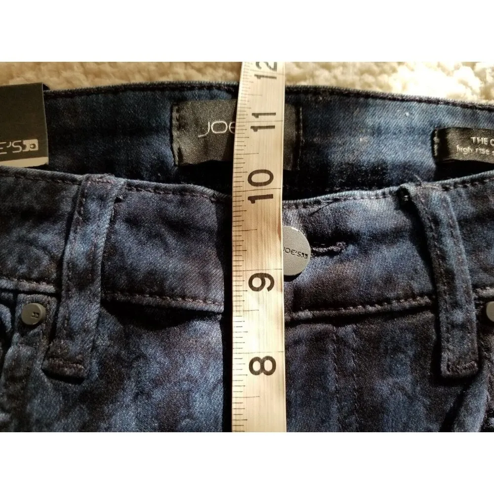Joe's Jeans The Charlie High-Rise Skinny Ankle Black & Blue Snake Print Sz 25 - Image 12