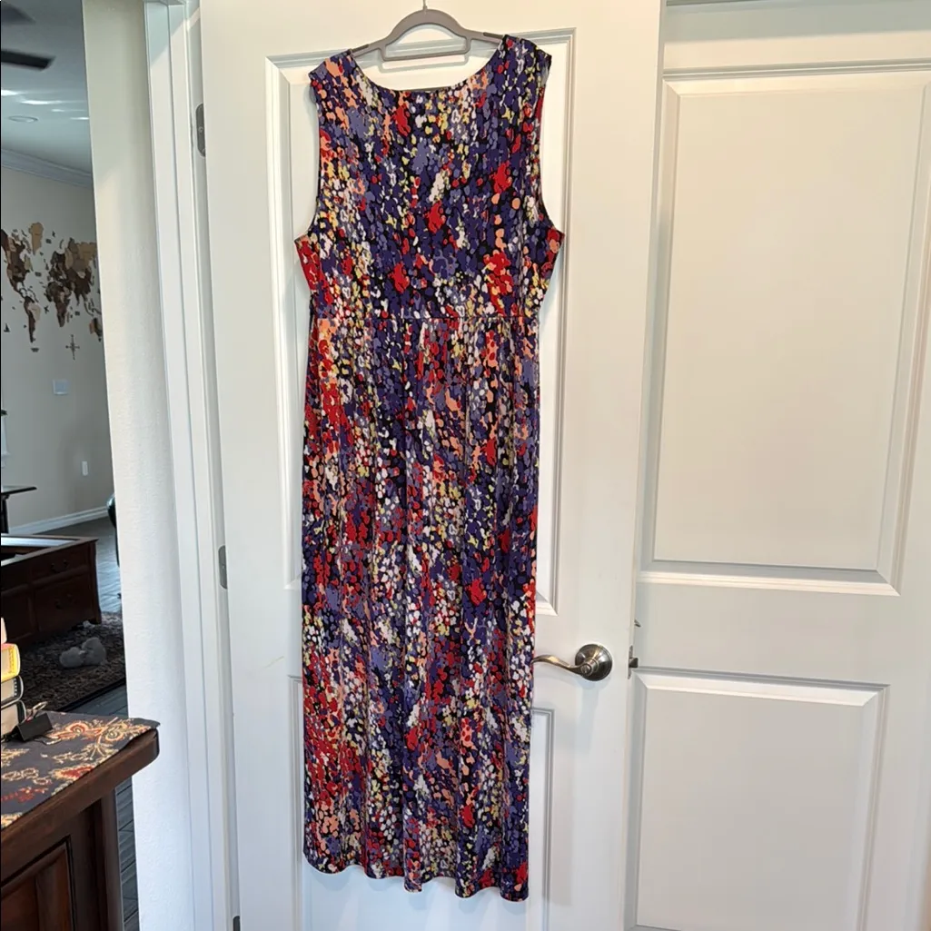 Elle 2X Sleeveless Maxi Dress with Beaded Crochet Lace Neckline - Image 3