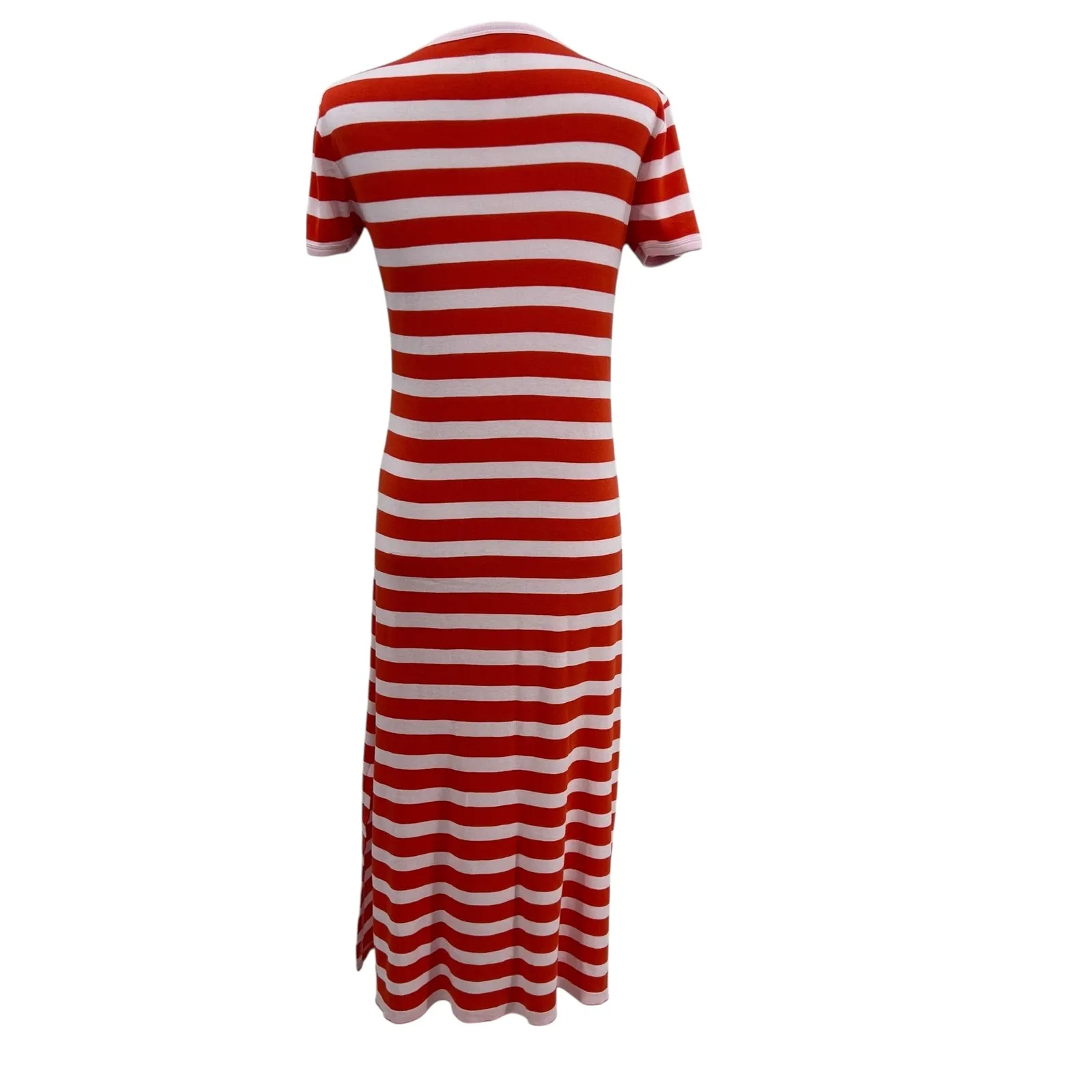 Tory Burch Sport Striped T-Shirt Dress Midi Heart Embroidery Red Size Medium - Image 8