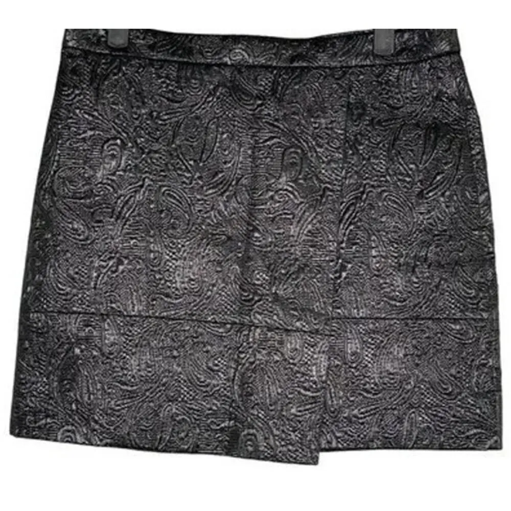 NWT J Crew Matelassé Origami Textured Metallic Lined Mini Skirt Zip Up 4 Grey - Image 13