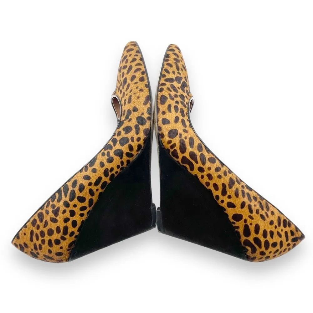 Ava & Aiden Leopard Print Calf Hair Pointed Toe Wedge Heels Black & Tan Size 9.5 - Image 11