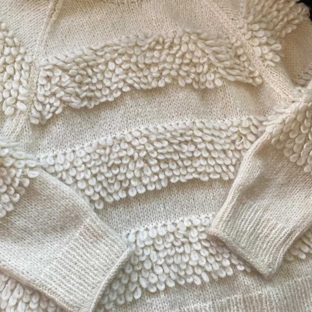 Faherty Polly Sweater Sz XL Mock Neck Cream Baby Alpaca Merino Wool Chunky Knit - Image 6