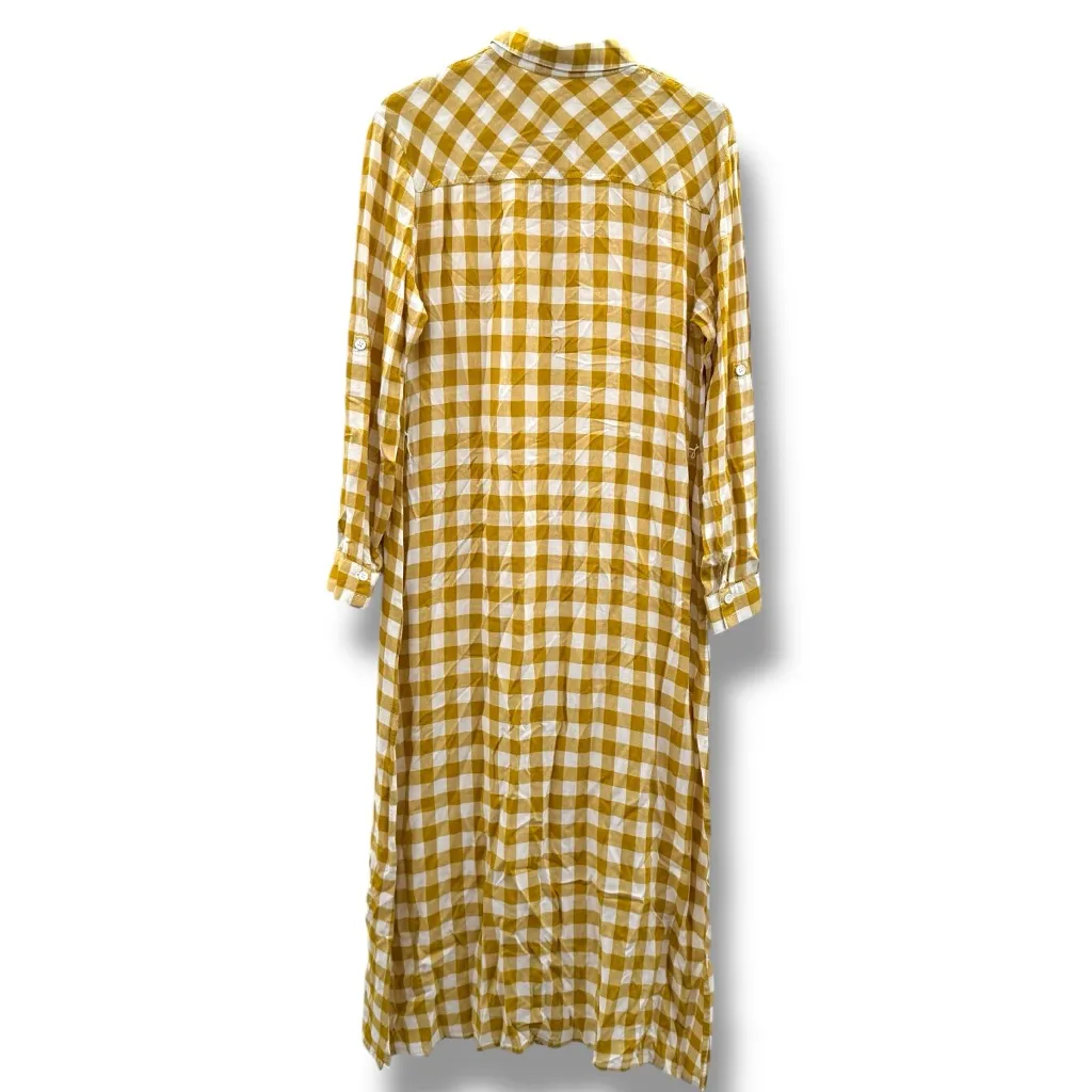 Revolve Tularosa Thea Shirt Dress Long Sleeve Midi‎ in Gingham Yellow Sz S - Image 6