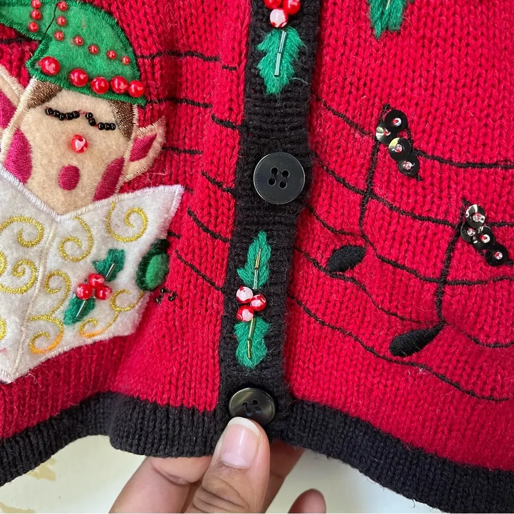 🎄Vintage 90s Bobbie Brooks Red and Green Christmas Sweater Vest - Image 9