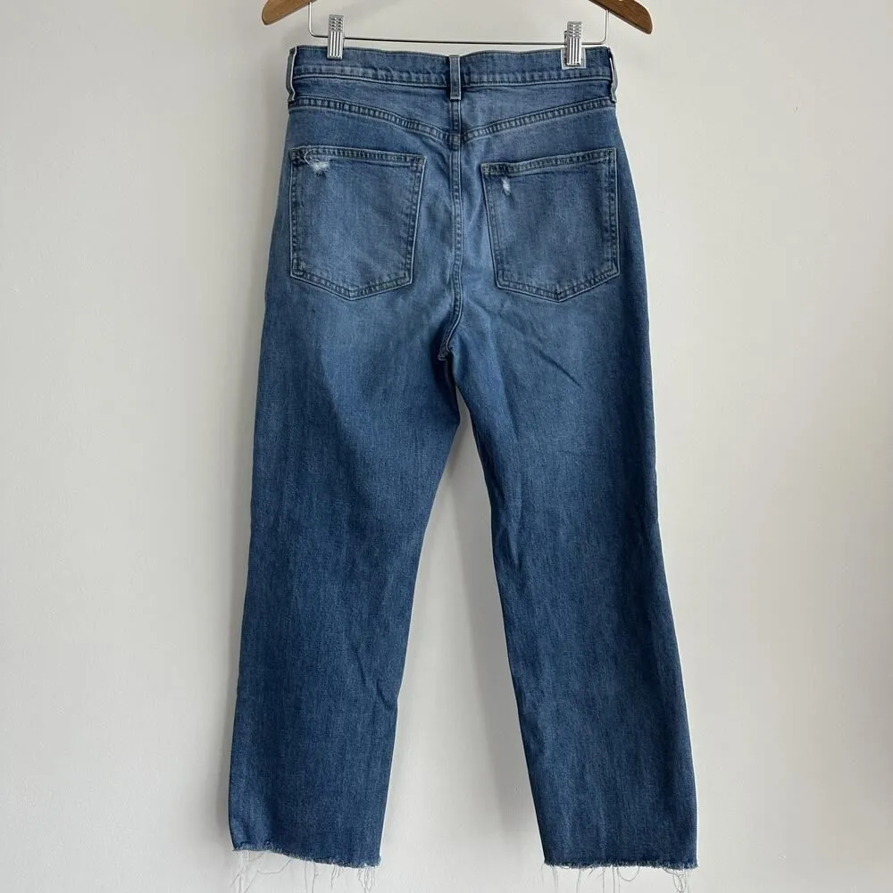 Frank & Eileen Jeans Womens 30 Blue Monaghan High Rise Straight Distressed Crop - Image 4