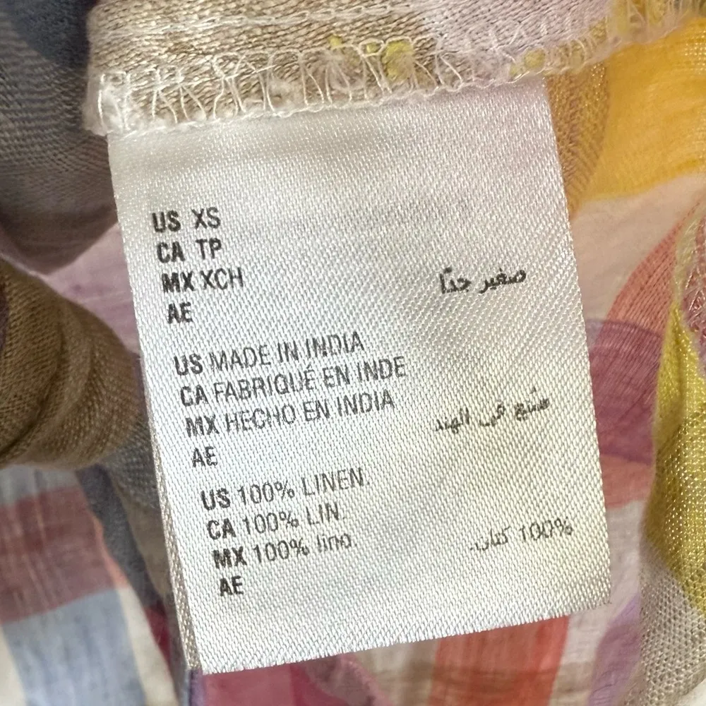 Pastel Plaid Linen Blouse Cottagecore Short Sleeve Tie Front Preppy Summer Plaid - Image 7