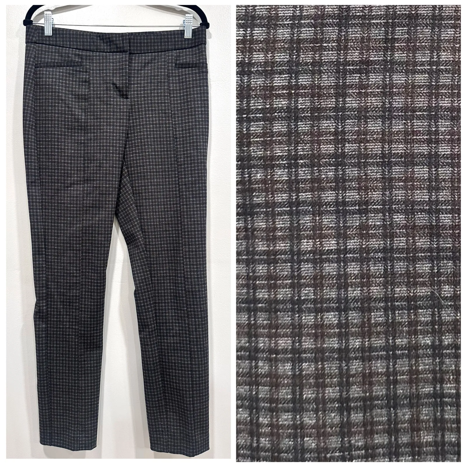 Amanda & Chelsea Womens Size 8 Plaid Straight Leg Career Pants Gray Black - Image 2