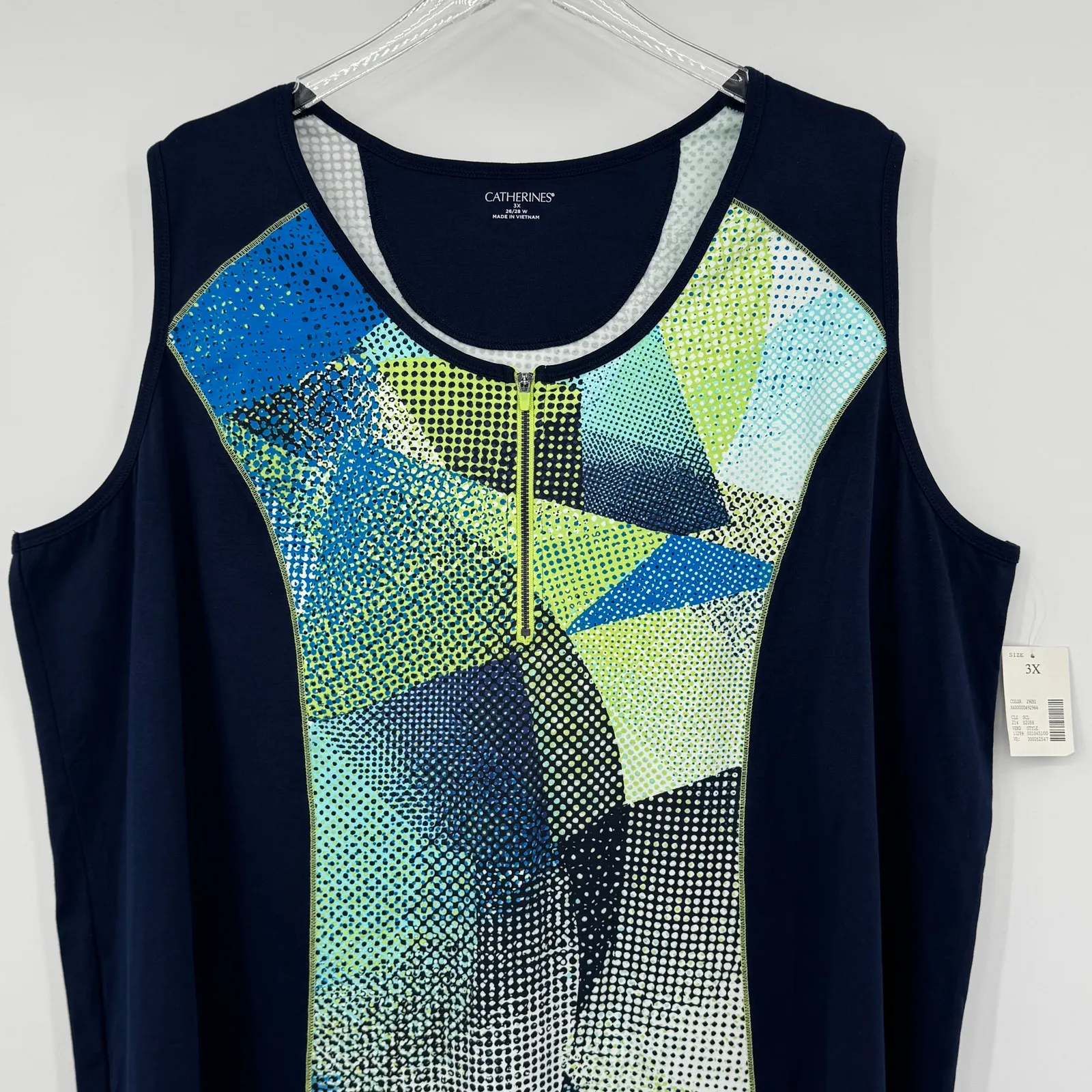 Catherines tank top women's 3X 26/28W workout active 1/4 zip gym green blue NEW - Image 2