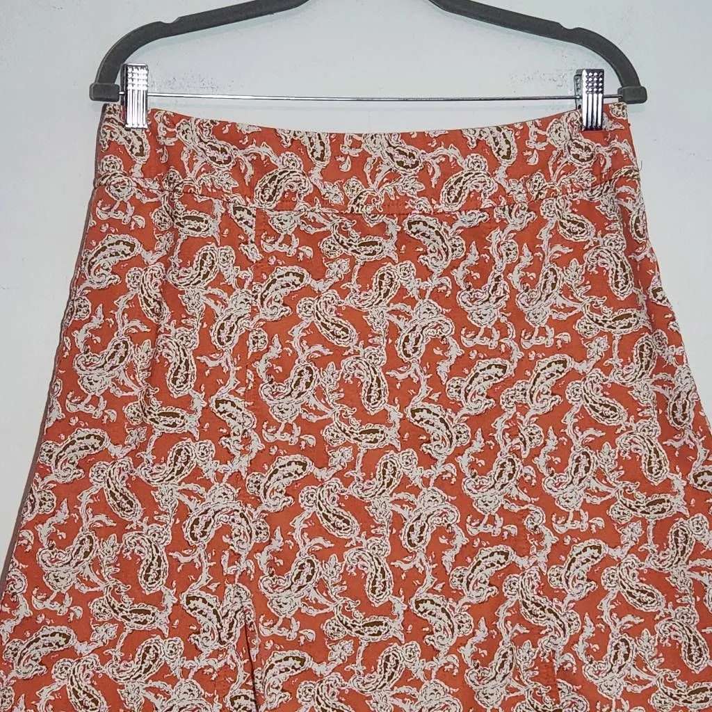 Eddie Bauer Coral Paisley Print A-Line Skirt Size 8 Petite Preppy Paisley Skirt - Image 3