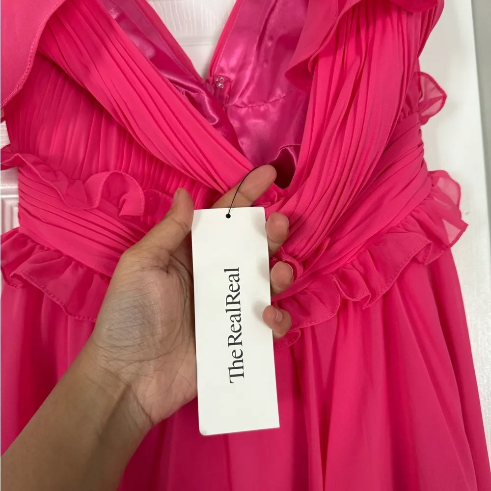 Mac Duggal IEENA Ruffle Sleeve Hot Pink Fuscia Babydoll Mini Dress Feminine - Image 5