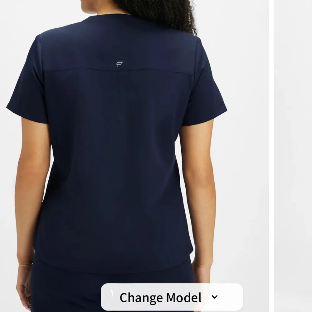 Fabletics Method 2-Pocket Scrub Top in Navy Blue Size S - Image 2