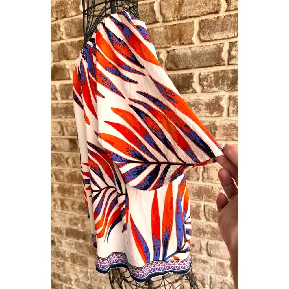 Lascada On Off Shoulder Top Size 12 14 White Festive Leaves Boho Hippie… - Image 5