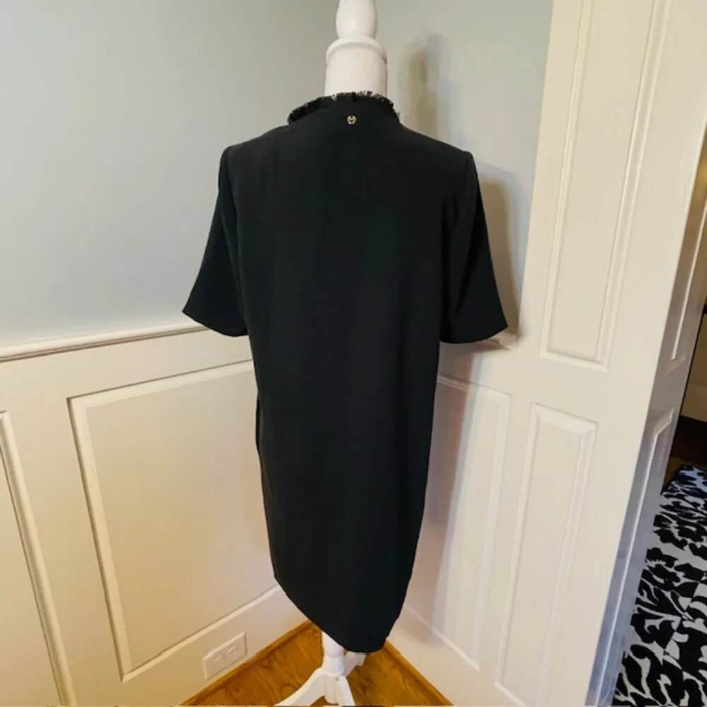 Marie Oliver Duster Blazer Jacket Black Fringed Short Sleeve Topper Medium - Image 7