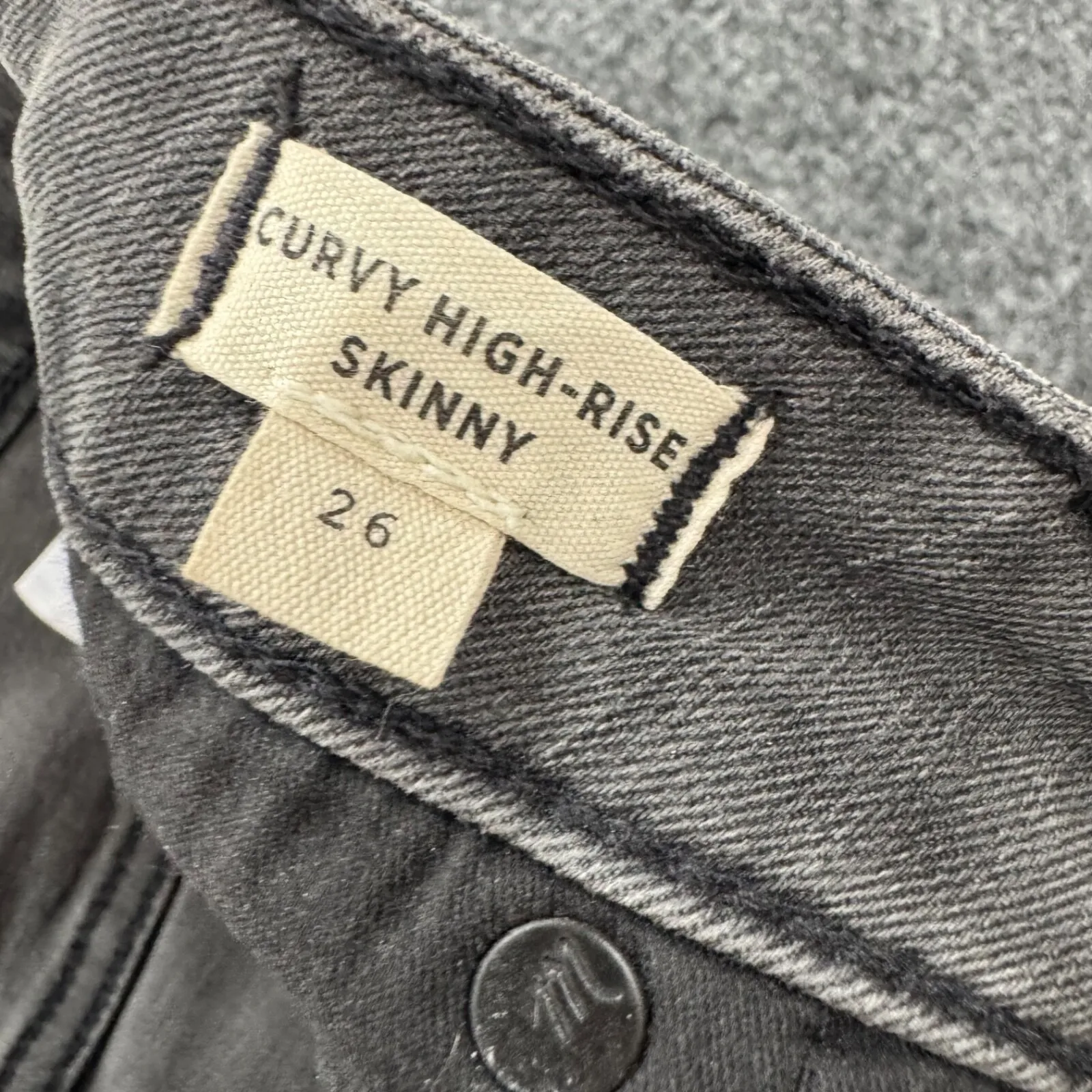 Madewell Jeans Womens Size 26 Curvy High Rise Skinny Denim Black‎ Distressed - Image 7