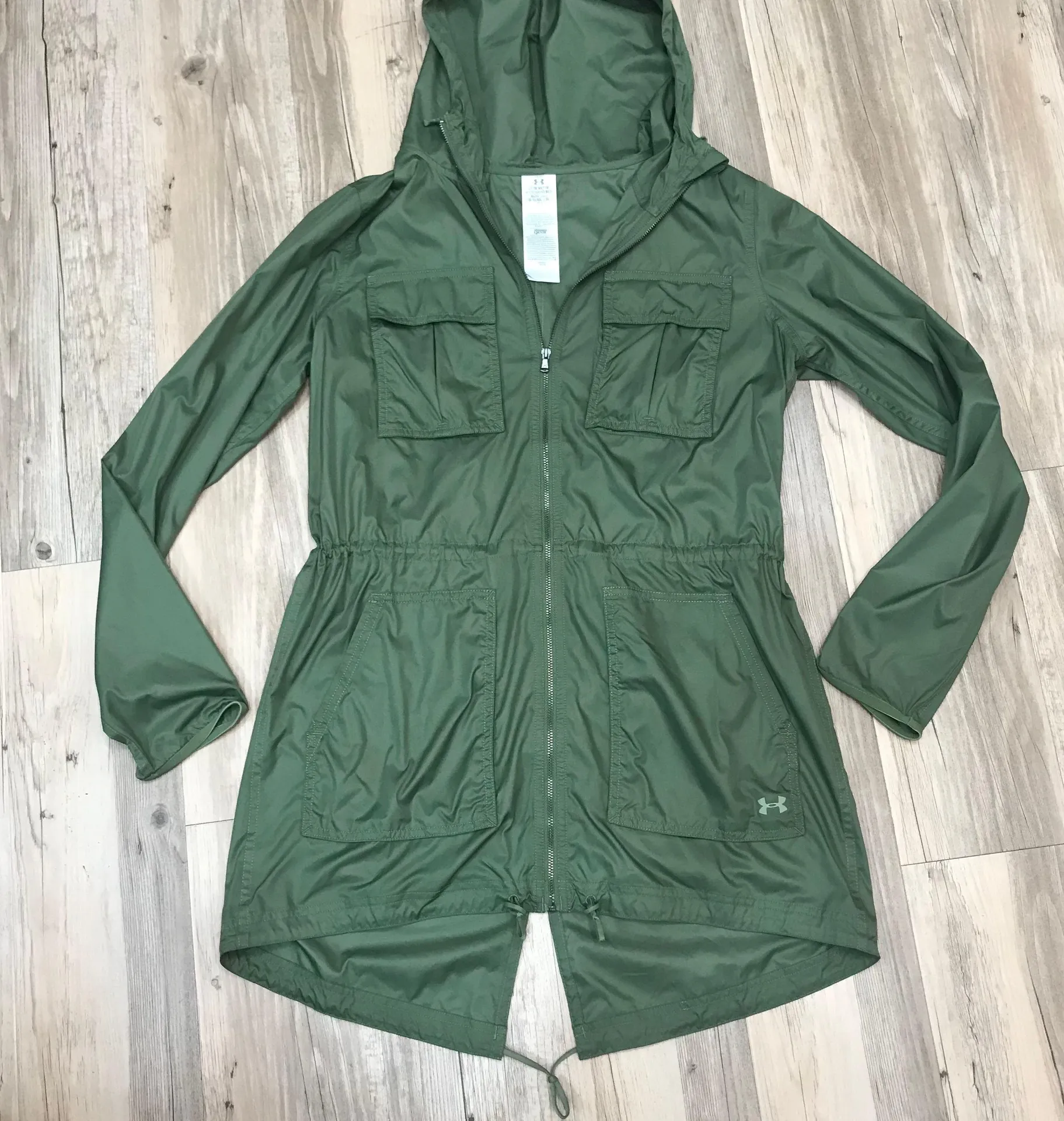 Green UA Storm Cargo Lightweight Rain Jacket sz small - Image 3