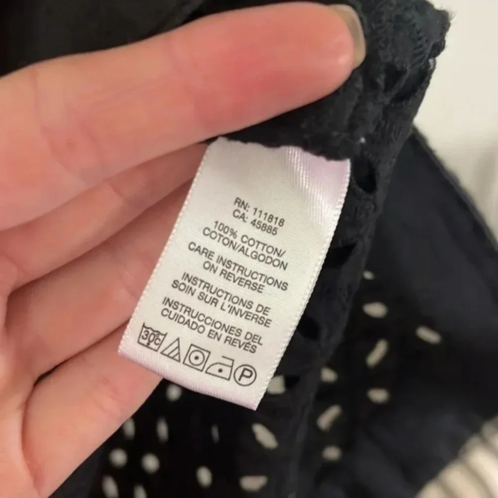 Michael Kors Black Eyelet Tunic Vneck Top / Swim Cover up Size 4 - Image 9