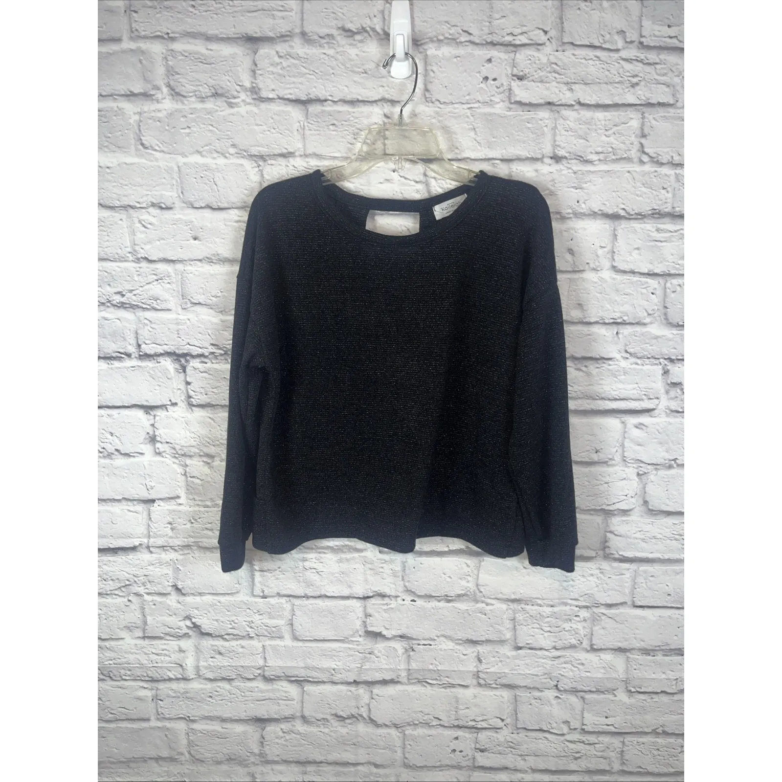 Kaileigh Women's NWOT Black Sparkle Open Back Holiday Dressy Sweater Size PS - Image 9