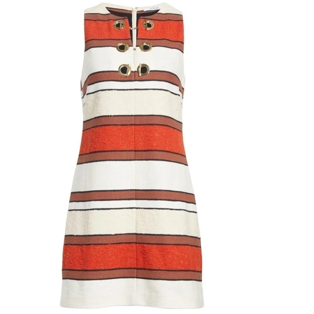 DEREK LAM 10 CROSBY Grommet Detail Stripe Shift Dress - Image 5