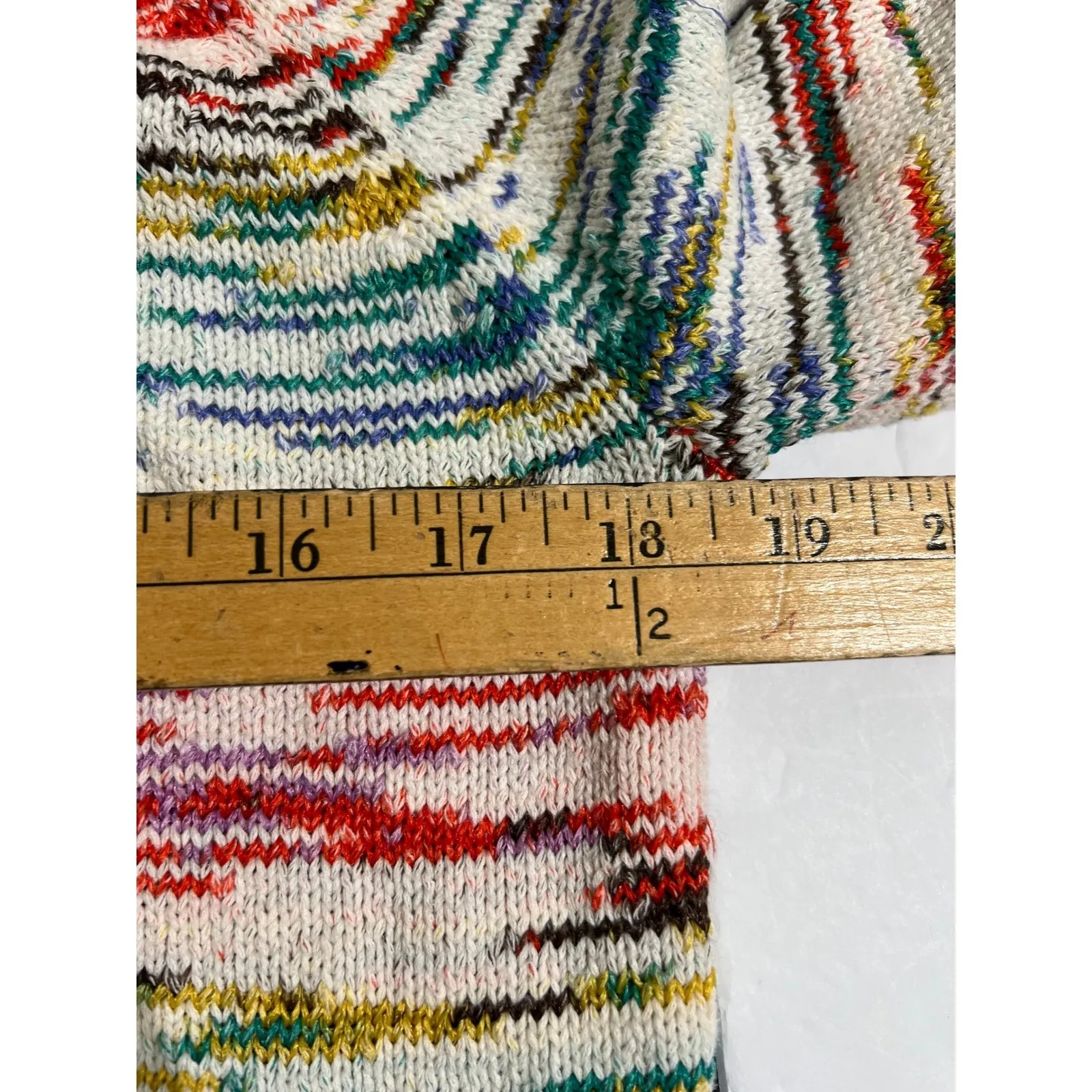 Levi Strauss Womens Multicolored Striped V Neck Sweater Size S *Repaired* White - Image 9