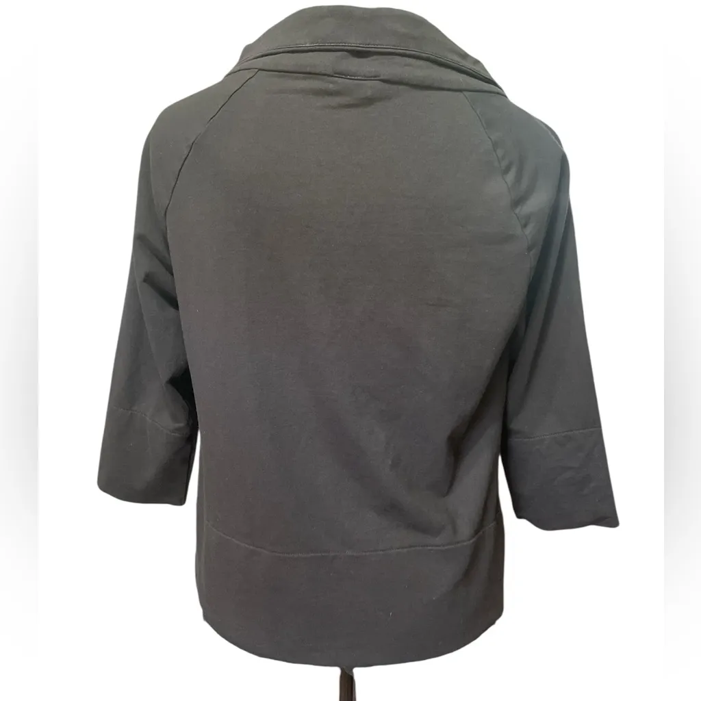 Ann Taylor Black Full Zip Lightweight‎ Jacket 3/4 Length Sleeves Pockets Size M - Image 2